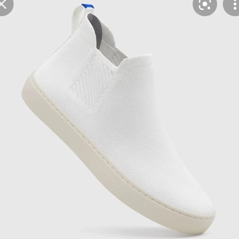 Rothy’s Women's The Chelsea Boot in White Flat Sneaker Shoes Size 8 NWOB